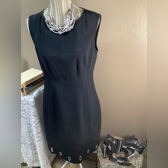 Anne Klein Black MIDI Dress w/Silver hem. Like New - Picture 5 of 10